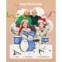 VEVOR Kids trommesæt, 5-dele 16 tommer / 406,4 mm juniortrommesæt, begyndertrommesæt med justerbar trone og to par trommer