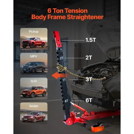 VEVOR Auto Body Frame Puller Straightener, 6T Tension Car Body Repair Equipment with 3T Airbag Jack & 6000PSI Hydraulic Foot Pum