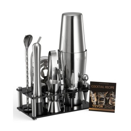 Cocktail Shaker Set 14 Pcs Bartender Kit Stainless Steel Bar Tools Silver