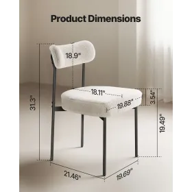 VEVOR Boucle Dining Chairs Set of 4, Mid Century Modern Sherpa Accent Chairs, Upholstered Side Chair for Dining Table, Space-Sav