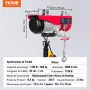 Electric Hoist, 598.7 kg Lifting Capacity, 1150W 220V Electric Steel Wire Winch with 427 cm Wired Remote Control, 1219 cm Single
