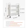 Rolling Library Book Cart, 150 kg Capacity, 97 x 51.5 x 122.5 cm Library Cart, Double Sided W-Shaped Shelves with 76.2 mm Lockab