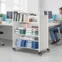 VEVOR rullende biblioteksbogsvogn, 150 kg Kapacitet, 97 x 51,5 x 122,5 cm biblioteksvogn, dobbeltsidede W-formede hylder med