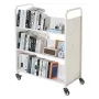 Rolling Library Book Cart, 150 kg Capacity, 97 x 51.5 x 122.5 cm Library Cart, Double Sided W-Shaped Shelves with 76.2 mm Lockab