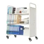 VEVOR Rolling Library Book Cart, 150 kg Capacity, 97 x 51.5 x 122.5 cm Library Cart, Double Sided W-Shaped Shelves with 76.2 mm 