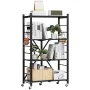 4-Tier Foldable Storage Shelf, 26W x 13D x 46H Inch Folding Metal Rack Shelving Unit, No Assembly Organizer Shelf with 5 Wheels 