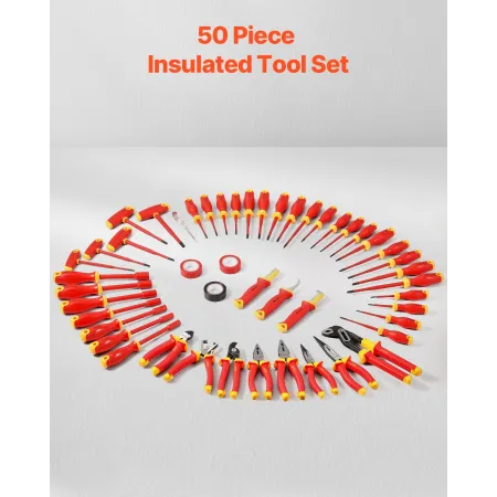 VEVOR Insulated Screwdriver Set, 50-Piece Professional Electrical Screwdriver Set, 1000V Insulated Electrician Tool, with Magnet