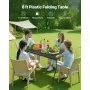 VEVOR Folding Table, 6 Ft Heavy Duty Portable Fold-in-Half Utility Table, Indoor Outdoor Plastic Rectangle Table with Built in H