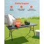 VEVOR Folding Table, 6 Ft Heavy Duty Portable Fold-in-Half Utility Table, Indoor Outdoor Plastic Rectangle Table with Built in H