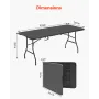 VEVOR Folding Table, 6 Ft Heavy Duty Portable Fold-in-Half Utility Table, Indoor Outdoor Plastic Rectangle Table with Built in H