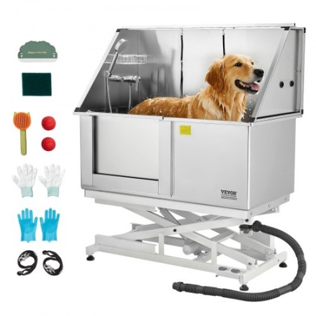 127 cm Electric Dog Grooming Bath Tub Stainless Steel w Water Filter Left