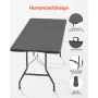 VEVOR Folding Table, 6 Ft Heavy Duty Portable Fold-in-Half Utility Table, Indoor Outdoor Plastic Rectangle Table with Built in H