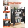 VEVOR Rolling Library Book Cart, 150 kg Capacity, 97 x 51.5 x 122.5 cm Library Cart, Double Sided W-Shaped Shelves with 76.2 mm 