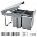Double 20+10+10L Pullout Waste Container Under Cabinet Kitchen Trash Can