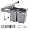 Double 20+10+10L Pullout Waste Container Under Cabinet Kitchen Trash Can