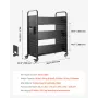 Rolling Library Book Cart, 150 kg Capacity, 97 x 51.5 x 122.5 cm Library Cart, Double Sided W-Shaped Shelves with 76.2 mm Lockab