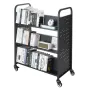 VEVOR Rolling Library Book Cart, 150 kg Capacity, 97 x 51.5 x 122.5 cm Library Cart, Double Sided W-Shaped Shelves with 76.2 mm 