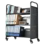 VEVOR Rolling Library Book Cart, 150 kg Capacity, 97 x 51.5 x 122.5 cm Library Cart, Double Sided W-Shaped Shelves with 76.2 mm 