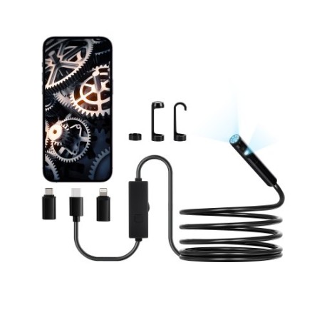 Dual Lens Borescope Endoscope Camera for Android IOS & 3m Snake Cable