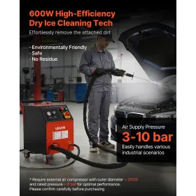 VEVOR Dry Ice Blasting Machine, 11LBS (5KG) Capacity Dry Ice Cleaning Machine with 4 Nozzles, Adjustable Pressure & Dry Ice Amou