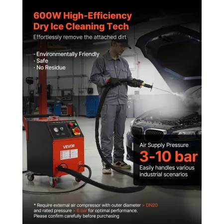 VEVOR Dry Ice Blasting Machine, 11LBS (5KG) Capacity Dry Ice Cleaning Machine with 4 Nozzles, Adjustable Pressure & Dry Ice Amou