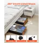 Under Bed Storage with Wheels, 650 x 460 x 180 mm Underbed Containers, Underbed Shoes Organizer with Lockable Wheels, Rolling Un