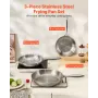 Tri-Ply Stainless Steel Frying Pan, 3 Piece (240, 280, 320 mm), Cooking Skillet with Heat-Resistant Handle, Chef's Kitchen Cookw