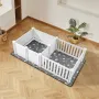 Dog Whelping Box, 1.86x0.97x0.5 m, Plastic Dog Whelping Pen with Adjustable Height Door, Puppy Playpen with Waterproof Pee Pad, 