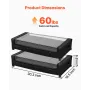 Under Bed Storage with Wheels, 770 x 470 x 173 mm, Underbed Containers with Clear Lid, Underbed Shoe Organizer, Rolling Under th