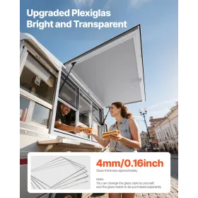 Concession Window 152x92 cm, Aluminum Alloy Service Window for Food Truck, Up to 85 Degrees Stand Serving Window with 6 Sliding 
