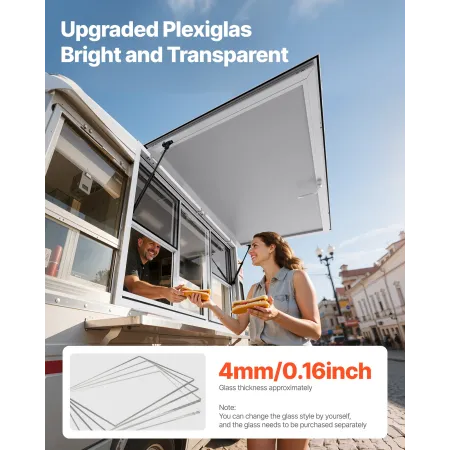 VEVOR Koncessionsvindue 152x92 cm, Servicevindue i aluminiumslegering til Food Truck, op til 85 graders stand serveringsvindue