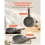 Frying Pan Skillet, Aluminum Egg Fry Pans, 3 Piece Set (250, 280, 325 mm), Nonsitck Heavy-Duty Skillets with Heat-Resistant Hand