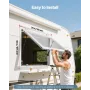 Concession Window 92x92 cm, Aluminum Alloy Frame Service Window for Food Truck, Up to 85 Degrees Stand Serving Window with Awnin