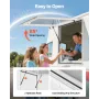 Concession Window 92x92 cm, Aluminum Alloy Frame Service Window for Food Truck, Up to 85 Degrees Stand Serving Window with Awnin