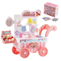 Ice Cream Cart for Kids Pretend Play Ice Cream Shop for Kids Aged 3+ Pink