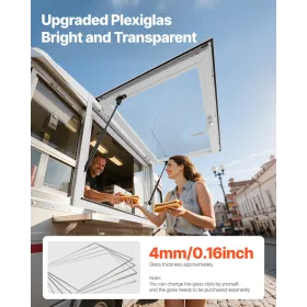 VEVOR Koncessionsvindue 92x61 cm, Servicevindue i aluminiumslegering til Food Truck, Op til 85 graders stativ Serveringsvindue