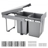 Double 20Lx2 Pullout Waste Container Under Cabinet Kitchen Bin Trash Can