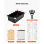 VEVOR 76 cm Kitchen Sink Workstation, Undermount Granite Sink, Drop-In Single Bowl Farmhouse Basin with Multiple Accessories, Ho