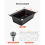 84 cm Kitchen Sink Workstation, Top Mount Granite Sinks, Drop-In Single Bowl Farmhouse Basin with Multiple Accessories, Househol