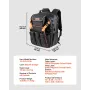VEVOR Tool Backpack, 45 Pockets, Heavy-duty Tools Storage Organizer Work Bags with Laptop Compartment & Reinforced Fabric Basee,