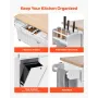 VEVOR Kitchen Island Cart with Storage, 153 cm Wide Mobile Kitchen Cart with Wheels, Drop Leaf, 2 Drawers, Trash Can Cabinet, Kn