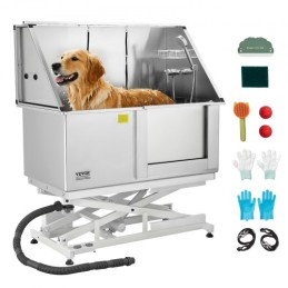 127 cm Electric Dog Grooming Bath Tub Stainless Steel w Water Filter
