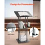 VEVOR Podium Stand, 1180 mm Metal Lectern, Curved Standing Podium with Wide Reading Surface, Open Storage Compartment, Book Stop