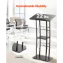 Podium Stand, 1180 mm Metal Lectern, Curved Standing Podium with Wide Reading Surface, Open Storage Compartment, Book Stopper, C