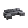 U Shaped Sofa Bed 6-Seat Convertible Sleeper Sofa Bed Double Chaise Gray