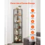 VEVOR 6 Tier Corner Shelf, Tall Corner Stand with LED Light, Wall Shelves Tower Storage Organizer with Metal Frame & Wooden Shel