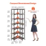 VEVOR 7-tiers hjørnebogreol, høj hjørnereol Strage, stor L-formet bogreol med metalramme og træhylder