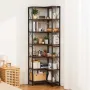 VEVOR 7 Tier Corner Bookshelf, Tall Corner Bookcase Strage, Large L-Shaped Bookshelf Organizer with Metal Frame & Wooden Shelves