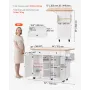 VEVOR Kitchen Island Cart, med massiv træplade og opbevaringsskab, mobilt rullebord med drop Leaf, skuffer, krydderihåndklæde Ra