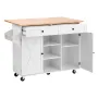 Kitchen Island Cart, med massiv træplade og opbevaringsskab